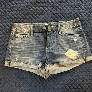 PAIGE Blue Jean Shorts Distressed Cuffed